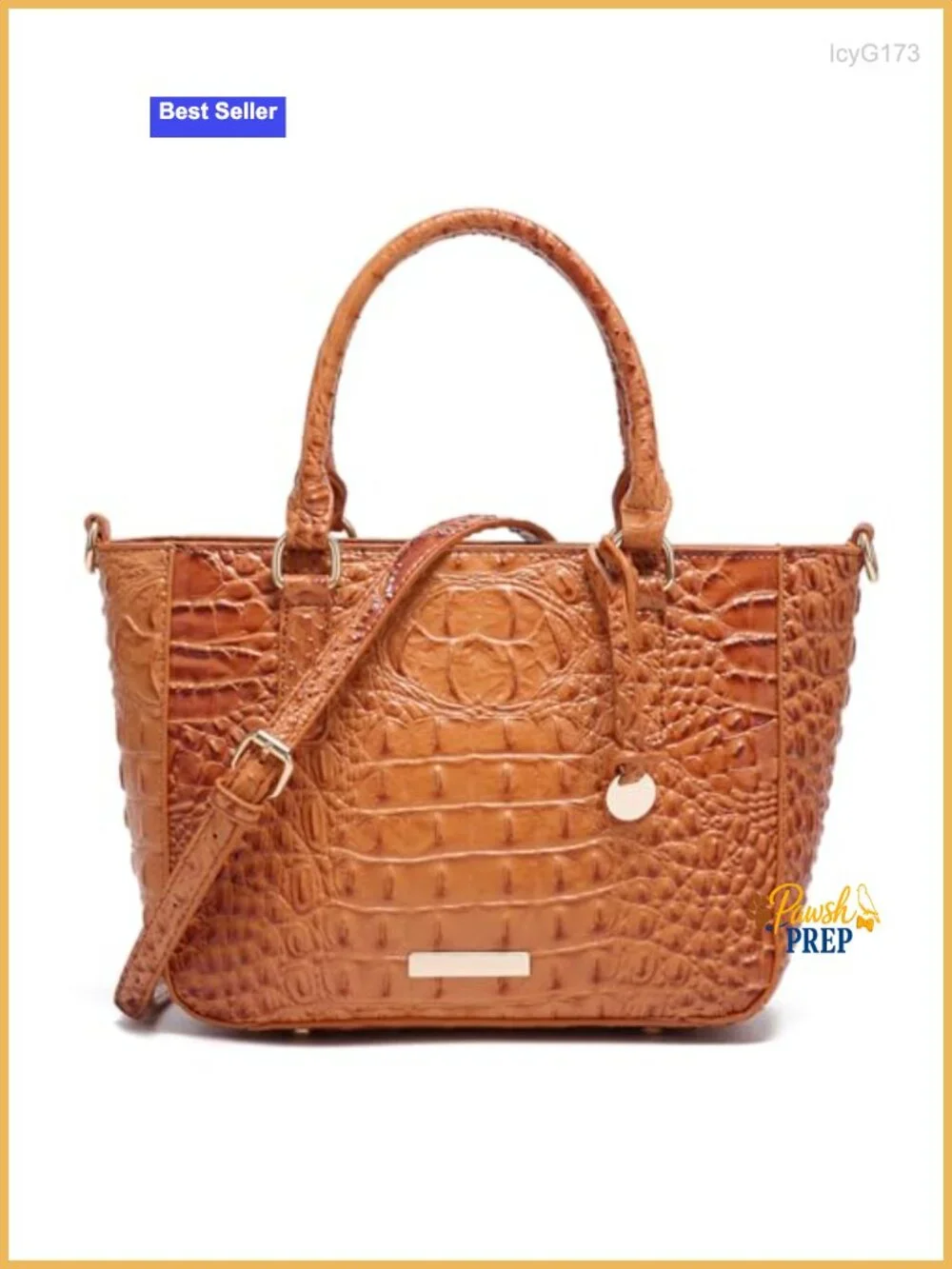Ladies Crocodile Embossed Faux Leather Satchel Tote with Zipper Pockets